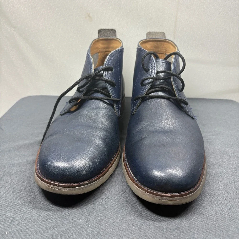 Cole Haan Men Chukka Boot Navy Pebbled Leather 12 Classic Preppy C12272
